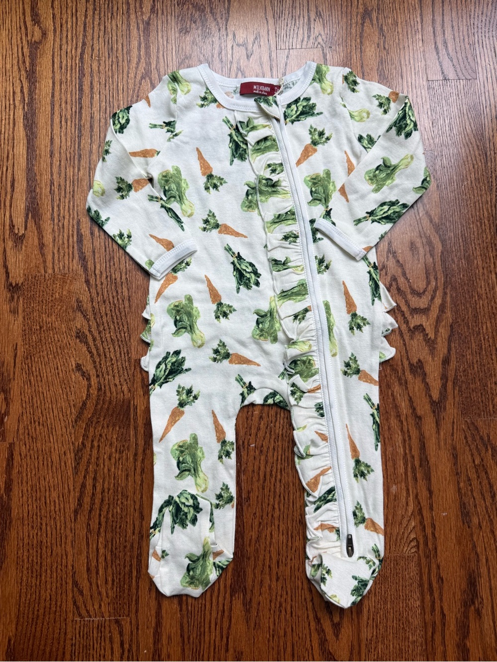 NEW Milkbarn Organic CottonCream Footed Ruffle Zip